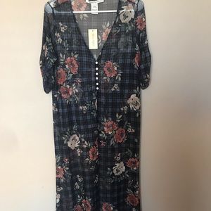 Sheer blue floral cardigan